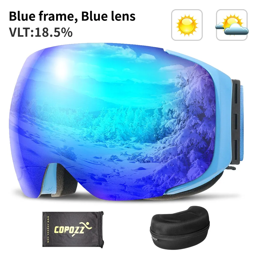 Magnetic ski goggles double layers UV400 anti-fog big ski mask glasses skiing men women snow snowboard goggles